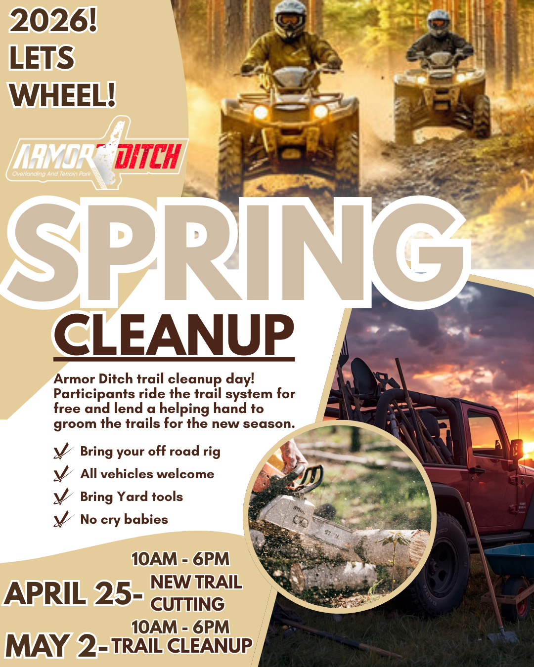Spring Cleanup 2026 / April 25th & May 2nd / Bring your yard tools!